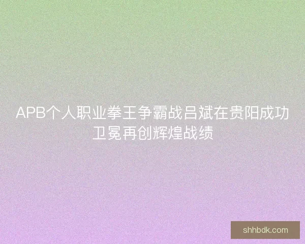 APB个人职业拳王争霸战吕斌在贵阳成功卫冕再创辉煌战绩 APB个人职业拳王争霸战吕斌在贵阳成功卫冕再创辉煌战绩