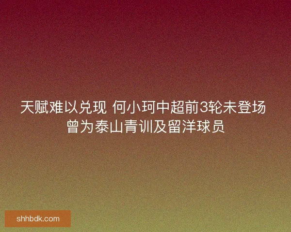 天赋难以兑现 何小珂中超前3轮未登场 曾为泰山青训及留洋球员 天赋难以兑现 何小珂中超前3轮未登场 曾为泰山青训及留洋球员